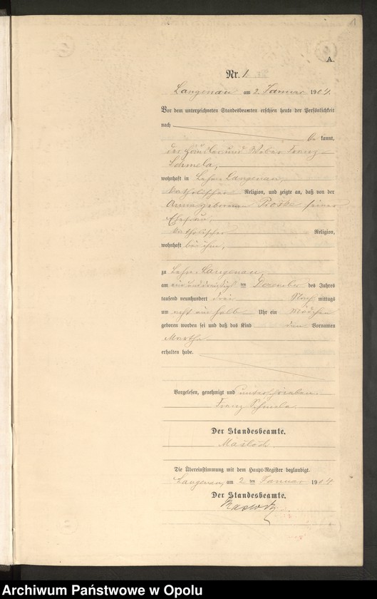 image.from.unit.number "Geburts-Neben-Register Standesamts Langenau pro 1904"