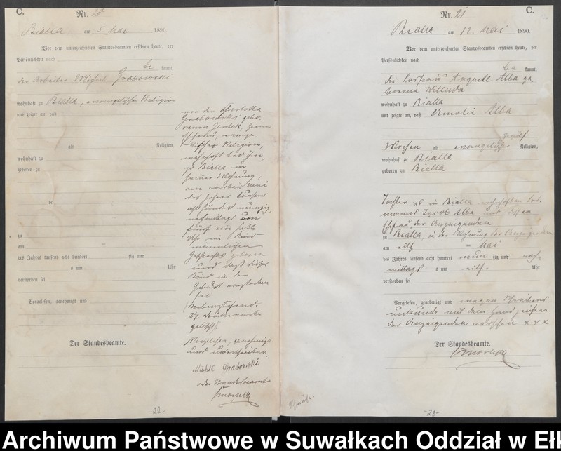image.from.unit.number "Sterbe-Haupt-Register des Königlichen Preussischen Standes-Amtes Bialla Kreis Johannisburg"