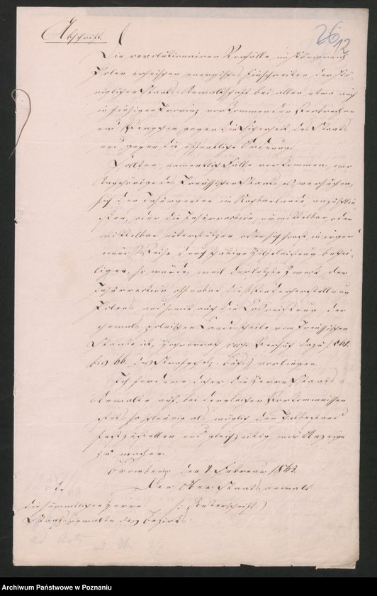 Obraz 17 z jednostki "Der Uebertritt polnischer und diesseitiger Untertanen auf preussisches und jenseitiges Gebiet während der polnischen Insurrektion und die dagegen getroffenen Massnahmen."