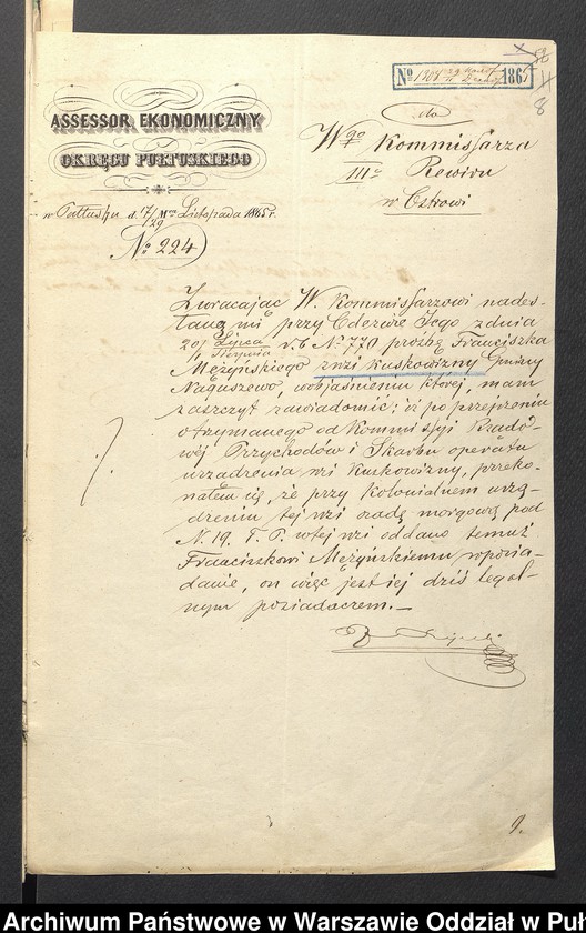 image.from.unit.number "O urządzaniu chłopów byłej państwowej wsi Kolonialnej wchodzącej w skład byłej ekonomii Brok, gm. Poręba"