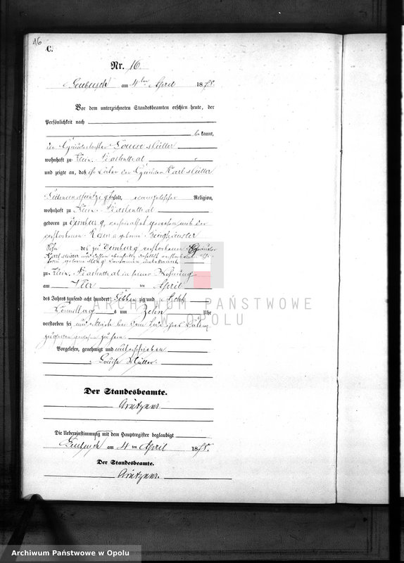 Obraz 19 z jednostki "Sterbe-Neben-Register des Standes Amt Leubusch pro 1878"