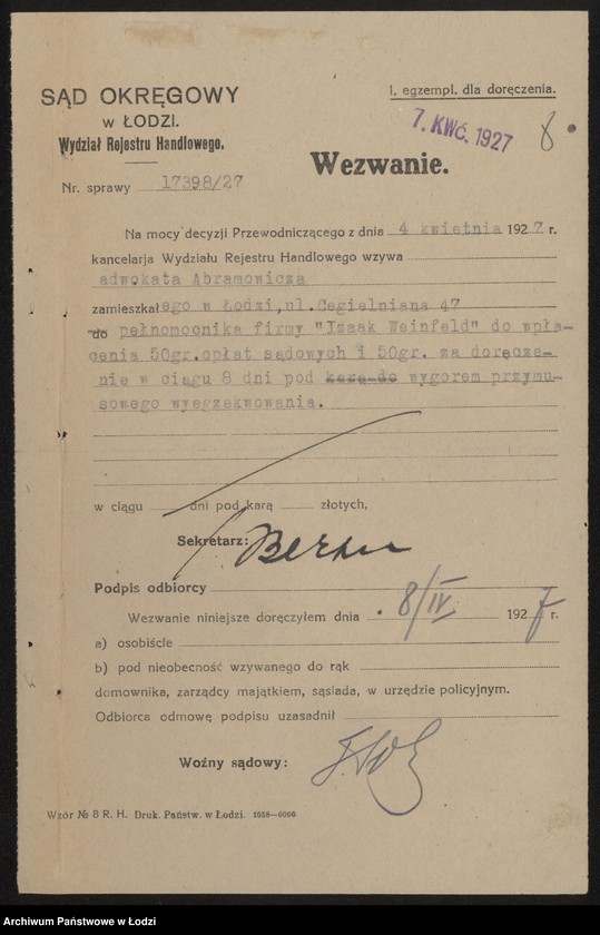 Obraz 10 z jednostki "Izaak Weinfeld- sprzedaż manufaktury"