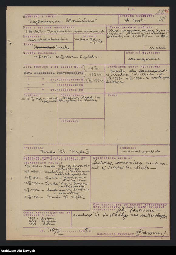 image.from.unit.number "Szeregowi Policji Państwowej zatrudnionych w Wydziale III Komendy Głównej Policji Państwowej, cz. II. Opinie."