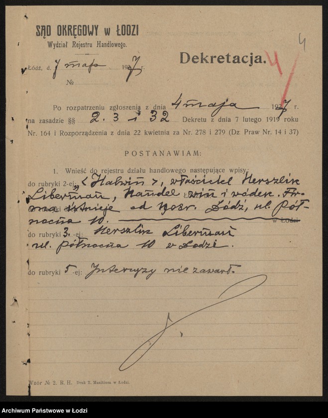 Obraz 6 z jednostki "Halwin – Herszlik Liberman-handel win i wódek"