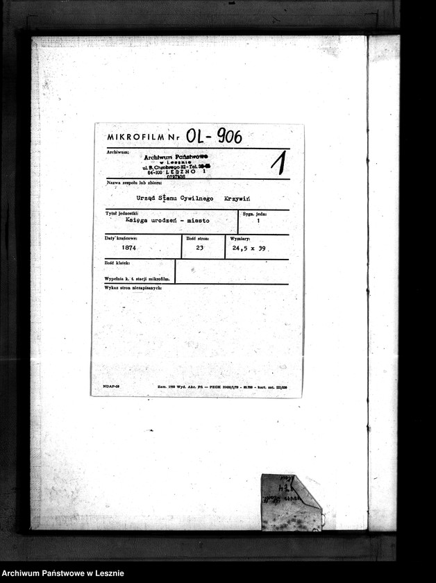 Obraz z jednostki "[Księga urodzeń - miasto]"