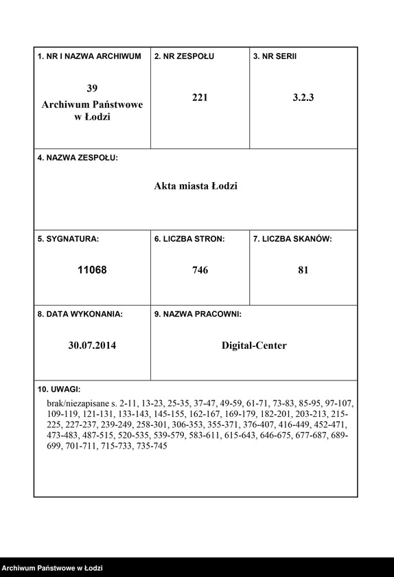Obraz 1 z jednostki "[Księga ludności niestałej m. Łodzi nr domu 1211-1249]"