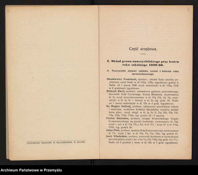 image.from.unit.number "Sprawozdanie Dyrekcji Państw[owego] Gimnazjum im. króla Kazimierza Wielkiego w Bochni za rok szkolny 1929/30"