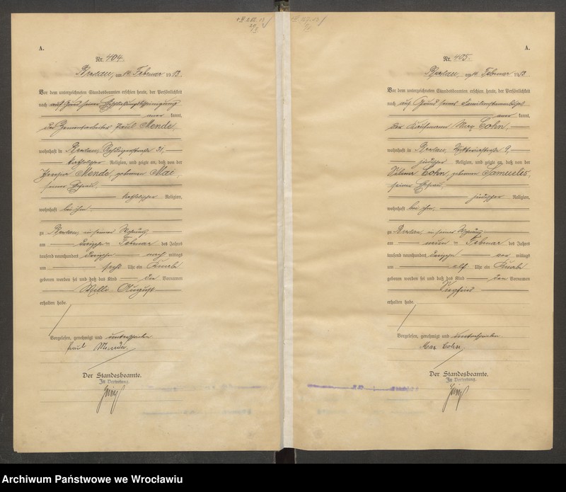 image.from.unit.number "Geburts-Haupt-Register Breslau IV 1913 Band 2"