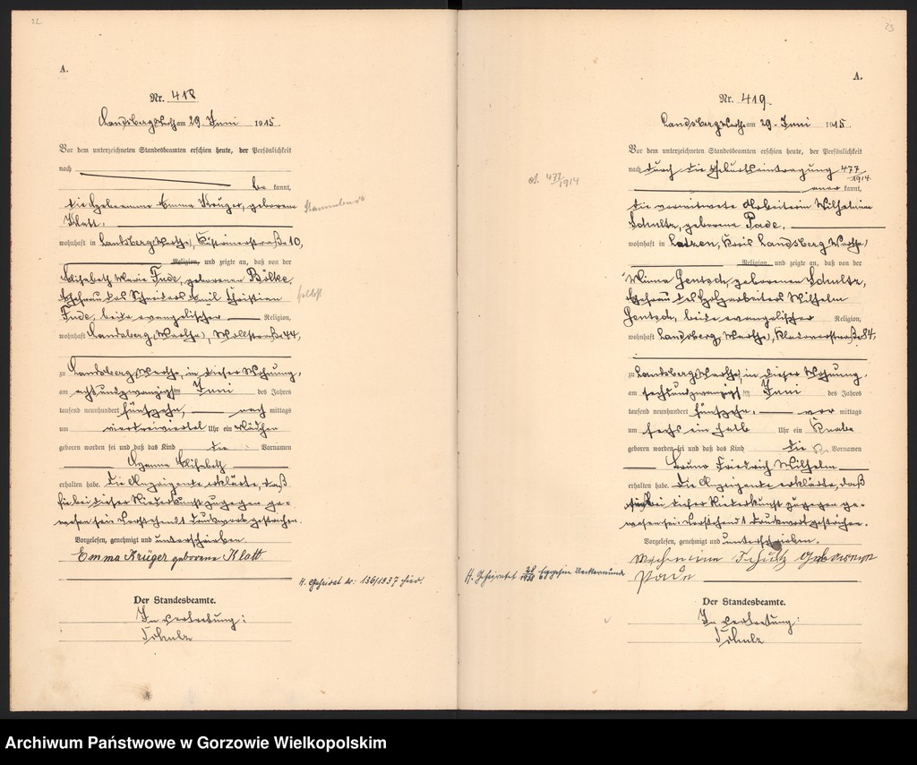 Obraz 14 z jednostki "Geburts Register, t. 1 nr 397-740"