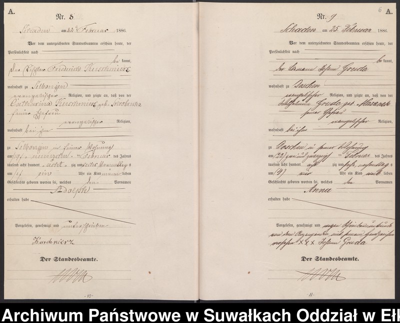 image.from.unit.number "Geburts-Haupt-Register des Königlich Preussischen Standes-Amtes Schaden Kreis Sensburg"