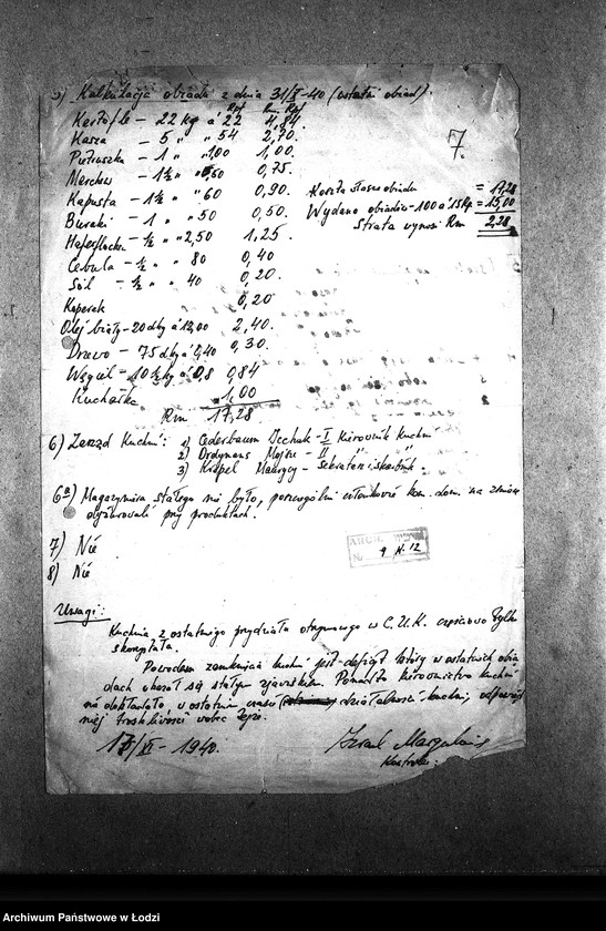 Obraz 10 z jednostki "[Kuchnia przy ul. Brzezińskiej 25. Działalność kuchni, personel, konsumenci, kontrole]"