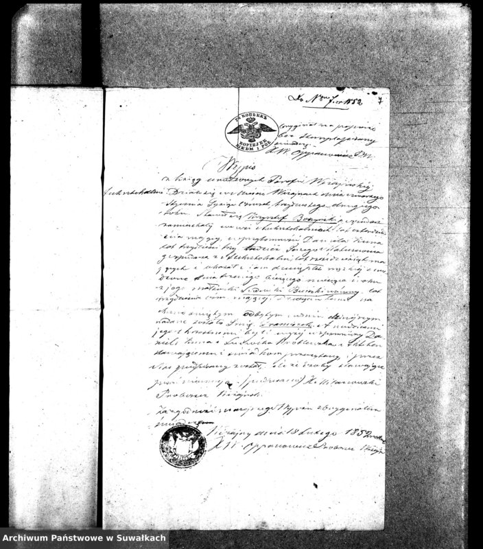 image.from.unit.number "Dowody do Aktów Małżeństw Parafij Ewangelickiej Wiżayny za rok 1852."