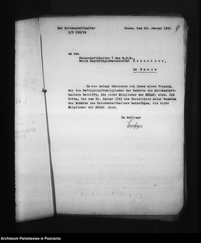 Obraz 13 z jednostki "Überprüfung und Erfassung der Angestelten. Polnische Angestellten des Reichsarchivs und im Referat der Statistik"