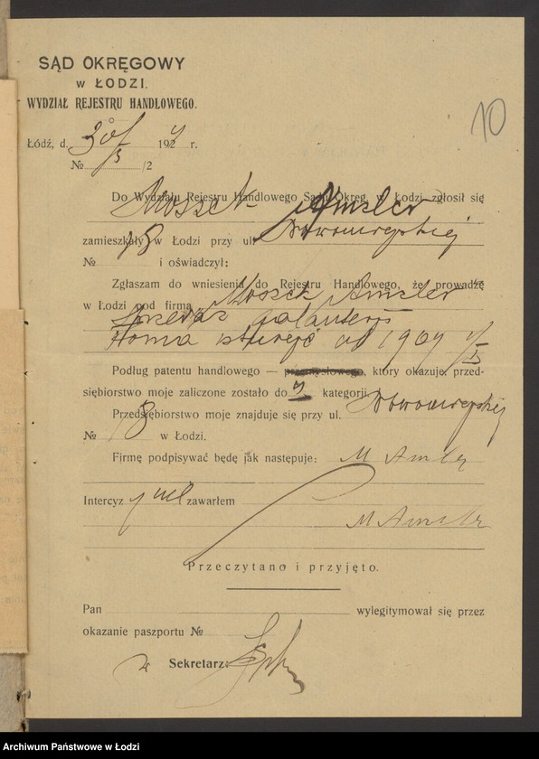 Obraz 12 z jednostki "Moszek Amzler- sprzedaż galanterii"