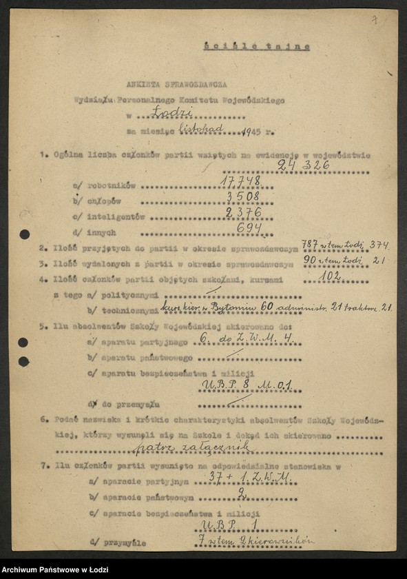 Obraz 8 z jednostki "Ankiety sprawozdawcze Wydziału [z załącznikami]"