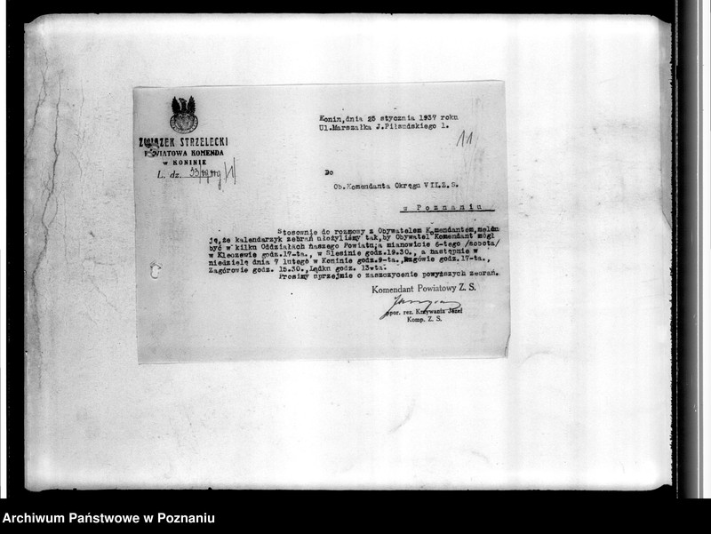 Obraz 15 z jednostki "Korespondencja Związku Strzeleckiego - sprawozdania z wycieczek i zawodów strzeleckich, sprawozdania z działalności"