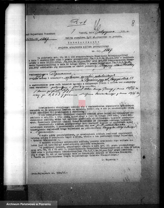 Obraz 12 z jednostki "Zatwierdzenie zakładu przemysłowego /wytwórni galanterii celuloidowej/ Mańkowskiej Reginy w Poznaniu"