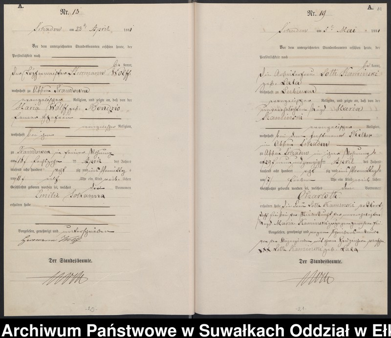 image.from.unit.number "Geburts-Haupt-Register des Königlich Preussischen Standes-Amtes Schaden Kreis Sensburg"