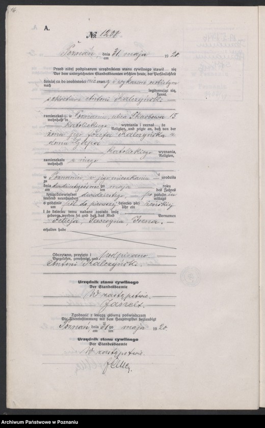 Obraz 18 z jednostki "Księga urodzeń odpis tom IV [Rejestr poboczny urodzeń]"