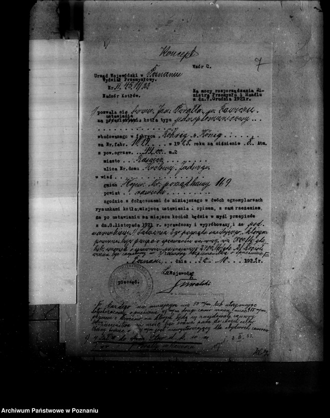 image.from.unit.number "Fabryka Tabaki J. Parałły w Rawiczu nr woj. kotła 169"