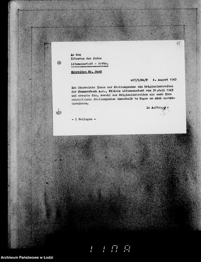 Obraz 19 z jednostki "Korrespondenz mit dem Ältesten der Juden"