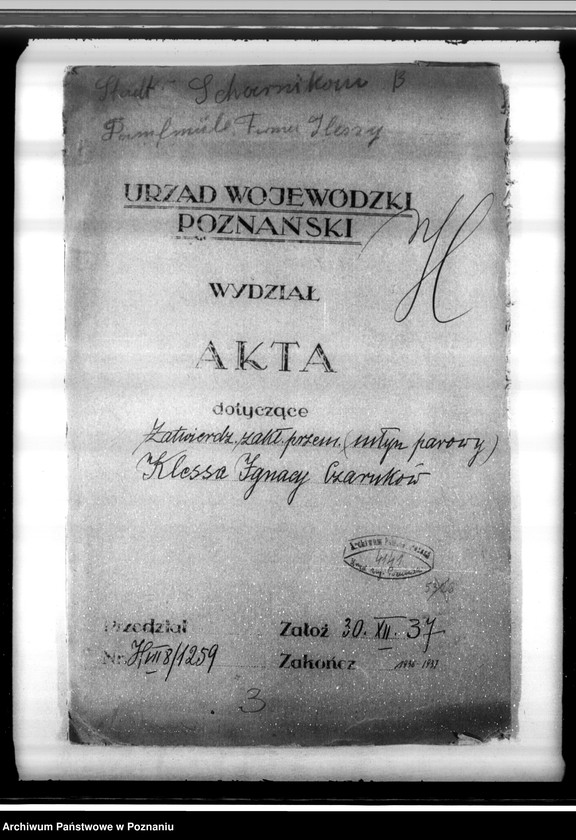 Obraz 4 z jednostki "Zatwierdzenie zakładu przemysłowego / młyn parowy/ Klessy Ignacego w Czarnkowie"