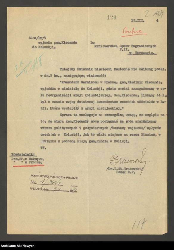 image.from.unit "Kolumbia: Stosunki polityczne z Czechosłowacją. Zaangażowanie Komendanta garnizonu w Pradze gen. Władimira Klecandy celem zreorganizowania armii kolumbijskiej; dostawy wojskowe Škody dla Kolumbii (raporty Poselstw RP w Rio de Janeiro i w Meksyku)"
