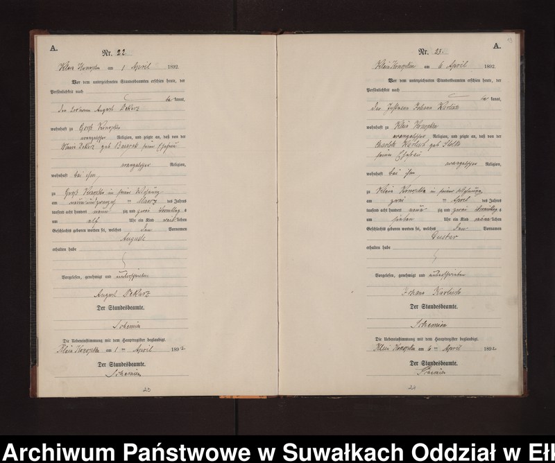 image.from.unit.number "Geburts-Neben-Register des Preussischen Standes-Amtes Gr. Konopken Kreis Loetzen"