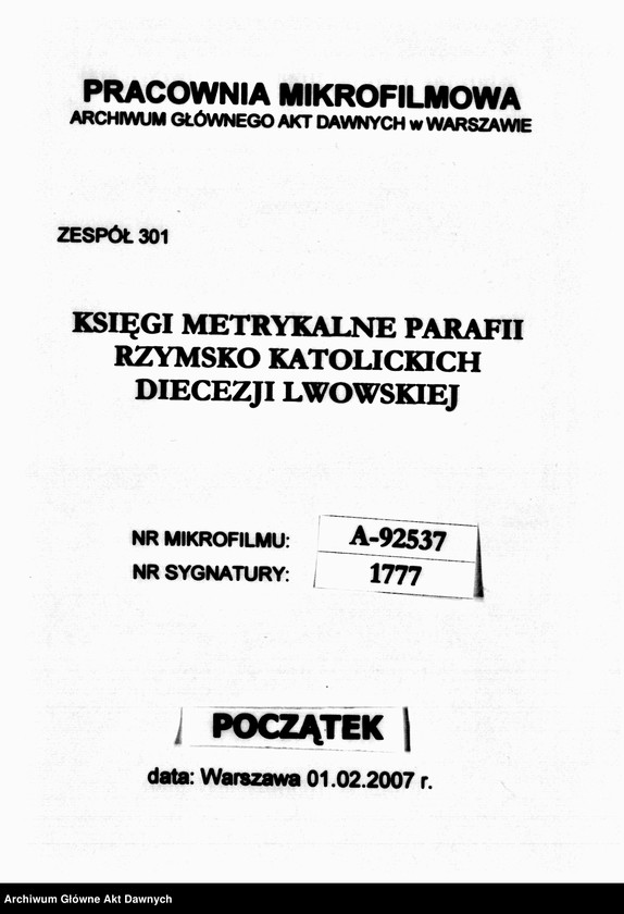 image.from.unit.number "Parafia: Mosty Wielkie. Dekanat: Bełz. Kopie z ksiąg metrykalnych ur., śl., zg. dla miasta Mosty Wielkie i wsi: Butyny, Dworce, Stanisłówka, Wolica, Przystań, Rekliniec, Strzemień, Wieczorki."