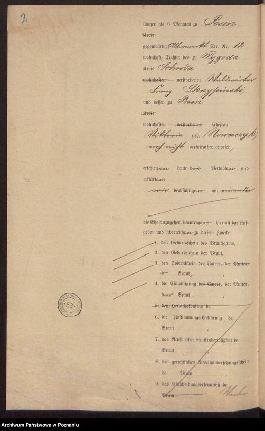 Obraz 4 z jednostki "Die von den Verlobten beigebrachten Urkunden zur Eheschliessung pro 1898"