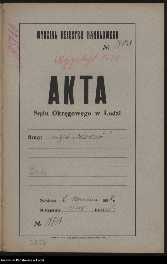 Obraz 2 z jednostki "Lajb Neuman – sprzedaż towarów łokciowych galanterji i kapeluszy"