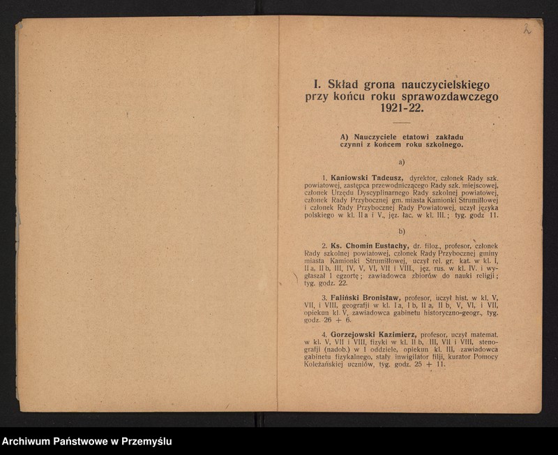 image.from.unit.number "IV Sprawozdanie Dyrekcji Gimnazjum Państwowego im. Kornela Ujejskiego w Kamionce Strumiłowej za rok szkolny 1921/22"