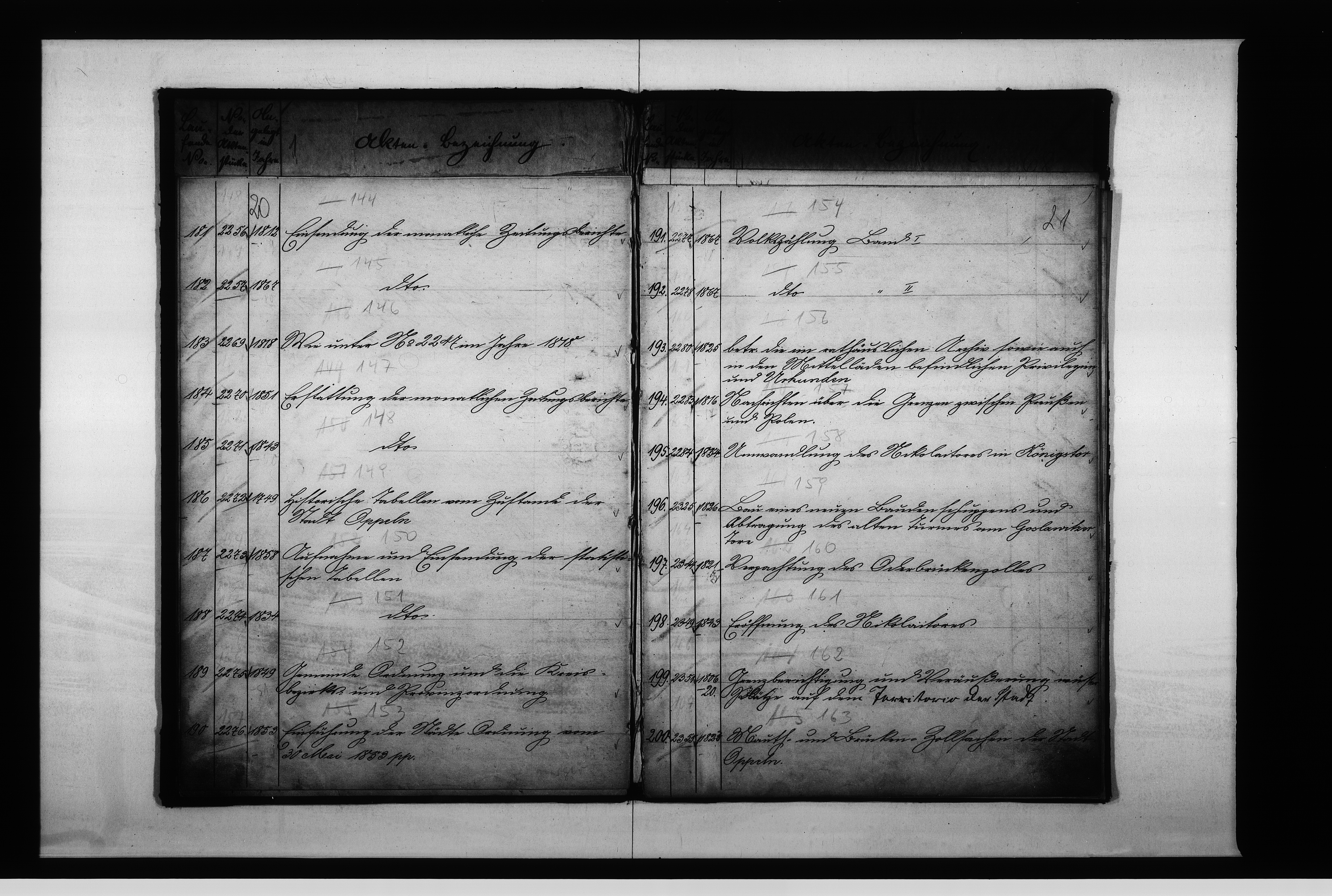 Obraz 15 z jednostki "Verzeichniss II über diejenigen Acten welche zur dauernden Aufbewahrung hiers[elbst] bestimmt worden sind Kammer V"