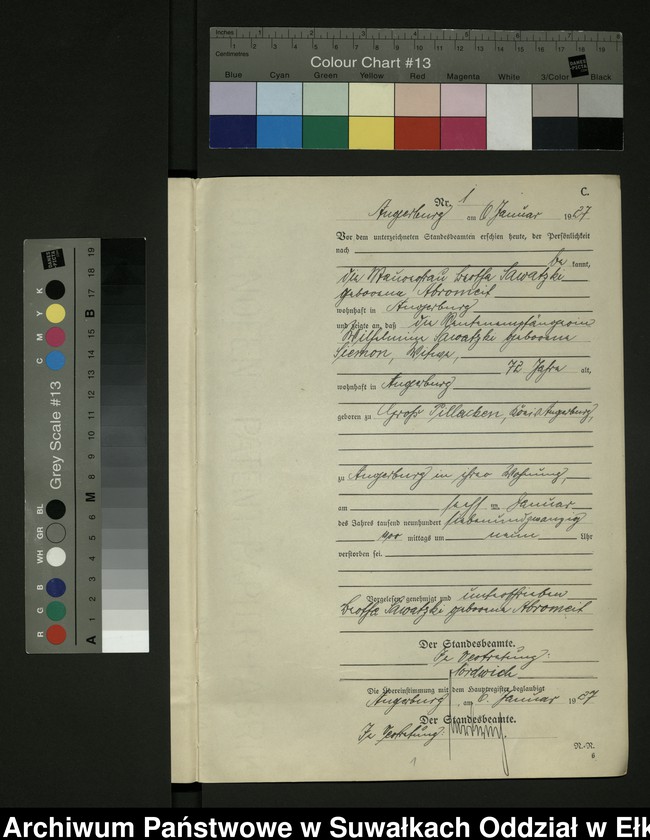 image.from.unit.number "C2. Sterbe = Register (Neben = Register) Standesamt Angerburg einschl. d. Standesamtsbez. Gr. Strengeln, Kehlen und Prinowen]"