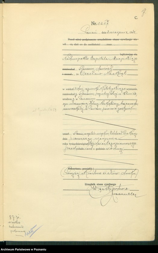 Obraz 19 z jednostki "Księga miejscowa zgonów tom III [Rejestr główny zgonów]"