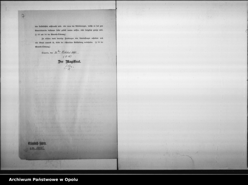 Obraz 11 z jednostki "Acta des Magistrats zu Oppeln betreffend Wein- Bier u.[nd] Branntwein Ausschank im Ringhause 31 /: Moritz Kassel :/ Vol: I"