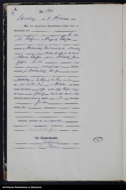 image.from.unit.number "Geburts-Haupt-Register,Tom III,Nr 233 - 301"