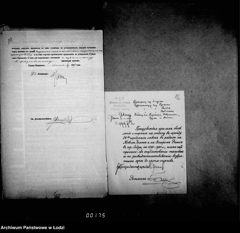 Obraz 12 z jednostki "Ob otdače v arendu 54ch lavok v gorodskich rjadach na Novom i Starom Rynke v gor. Lodzi"