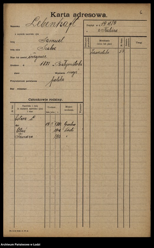 Obraz 8 z jednostki "[Spis ludności Łodzi] Lebendiger - Löffler"