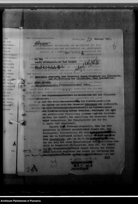 Obraz 7 z jednostki "Viehweger, Otto - Abordnung und Brandmüller - Tiefbau- Ing. u.-k- Stellung für Gnesen"