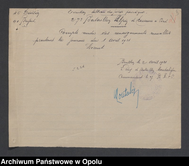 Obraz 5 z jednostki "/Meldunki dzienne o sytuacji w rejonach postoju wojsk - wiadomości ekonomiczne, polityczne i wojskowe, m.in. propaganda komunistyczna/ IV 1921"