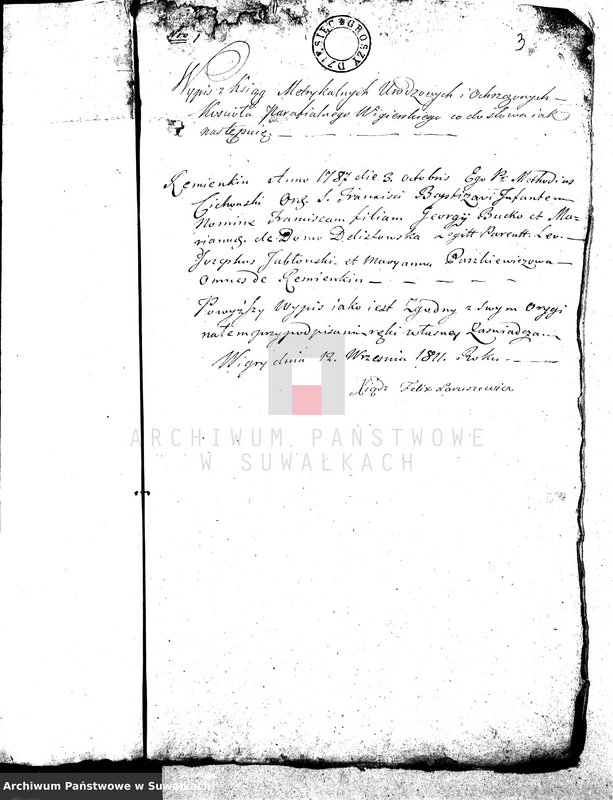 image.from.unit.number "Dowody Małżeństwa Gminy Wigierskiey od dnia 1 Maja 1811 Roku do ostatniego dnia kwietnia 1812 Roku."