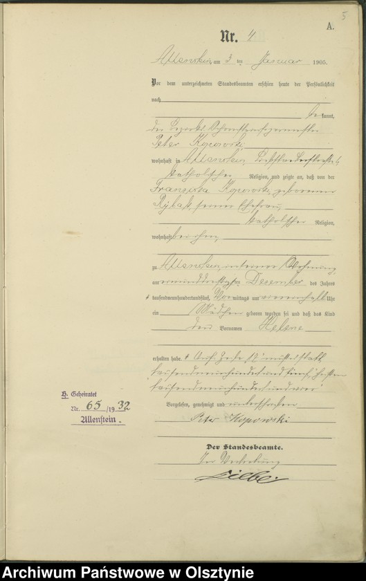 image.from.unit.number "Geburts-Haupt-Register Tom I, Nr 1- 398"