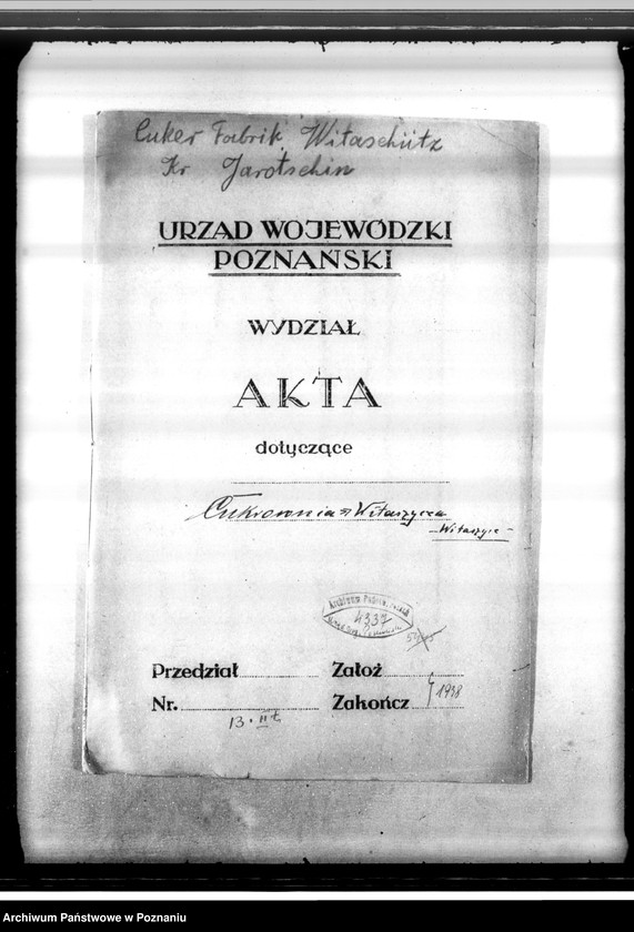 Obraz 5 z jednostki "Cukrownia Witaszyce pow. jarociński /pozwolenie na budowę budynku dla wytwórni acetylenu/"