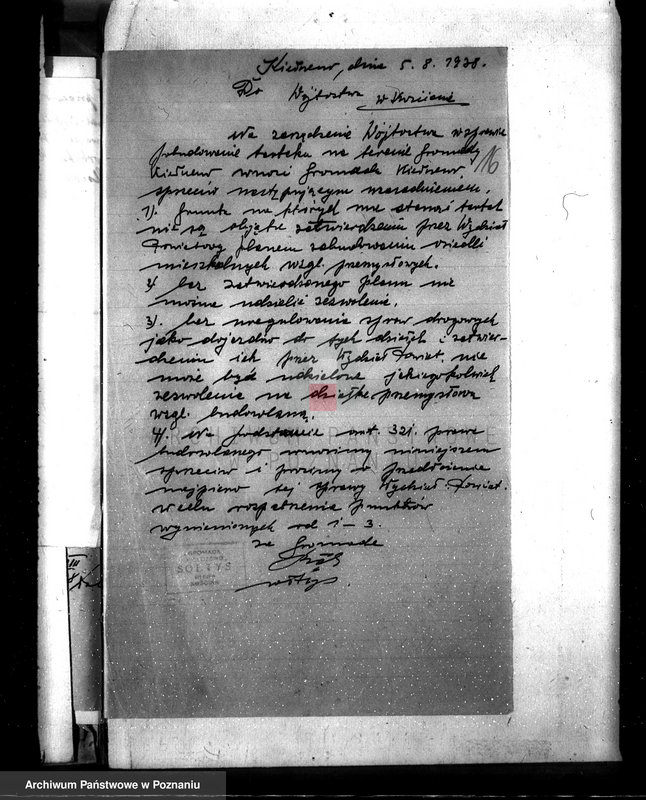 Obraz 20 z jednostki "/Zatwierdzenie projektu budowy tartaku M. i K. Klupieciów w Kiełczewie pow. Kościan/"