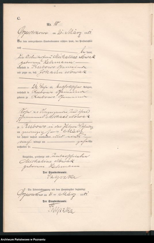 Obraz 13 z jednostki "Sterbe-Neben-Register"