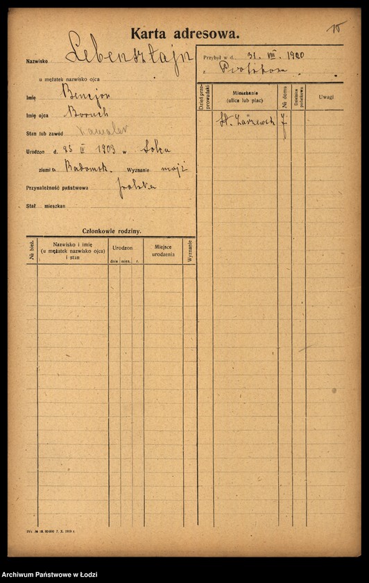 Obraz 17 z jednostki "[Spis ludności Łodzi] Lebendiger - Löffler"