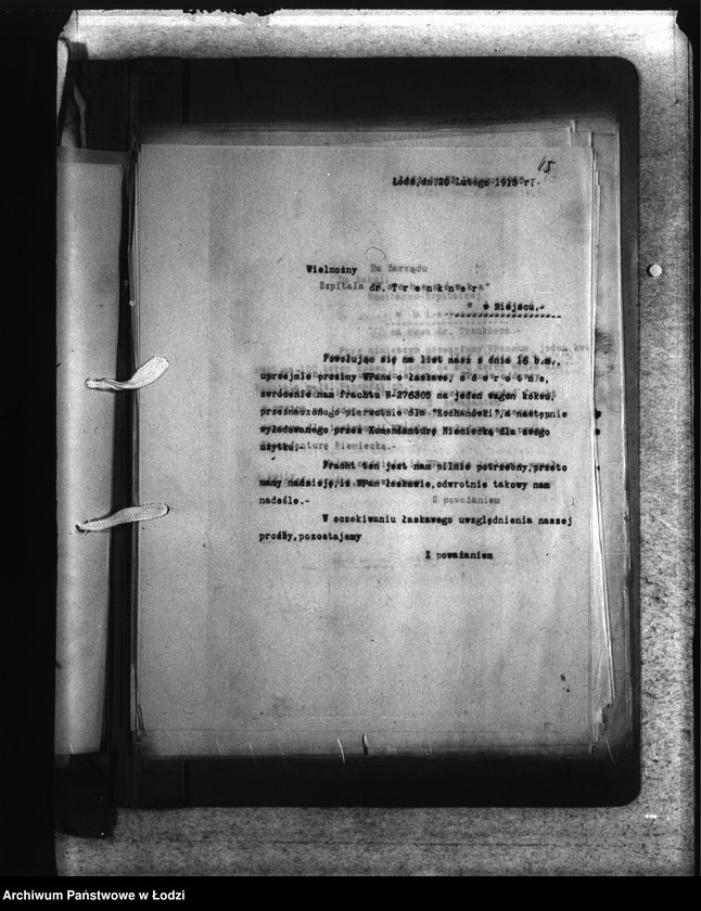 Obraz 20 z jednostki "Do Sekcji Sanitarno-Szpitalnej [korespondencja]"