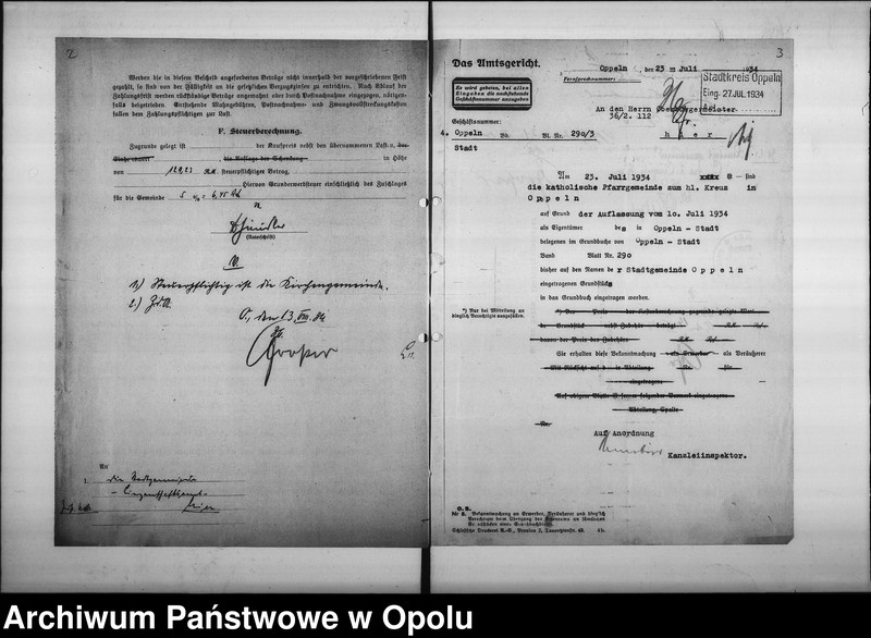 Obraz 6 z jednostki "[Dotyczy rozbudowy kościółka św. Sebastiana w Opolu, odstąpienia parceli przez gminę miejską na powyższy cel]"