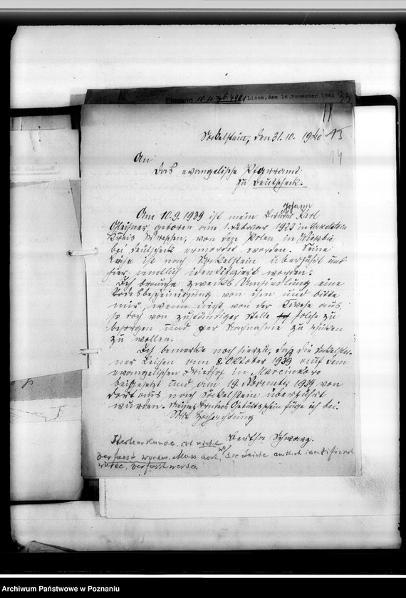 Obraz 19 z jednostki "Im Jahre 1940 beantragte Sterbeurkunden (miejscowych Niemców, którzy zginęli w 1939 roku"